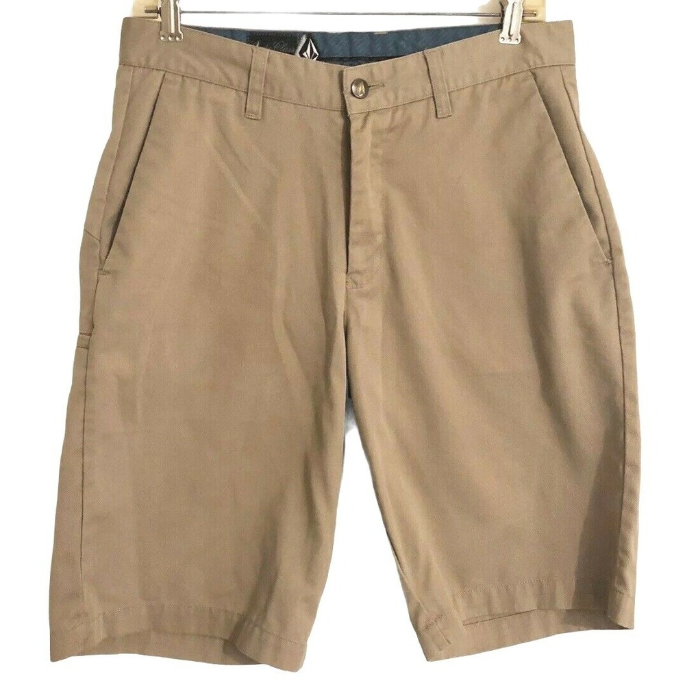 Volcom Corpo Class Sz 30 Mens Flat Front Shorts Tan Casual Surf Skateboard Beach